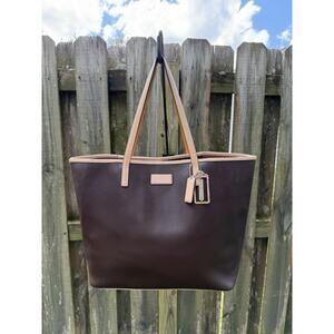 COACH Metro Brown & Tan Saffiano Leather Large Tote Bag #F24341